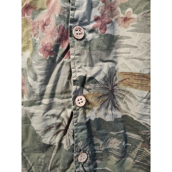 Aeropostale Hawaiian Shirt Mens XL Button Up Green Floral Short Sleeve - Picture 11 of 16
